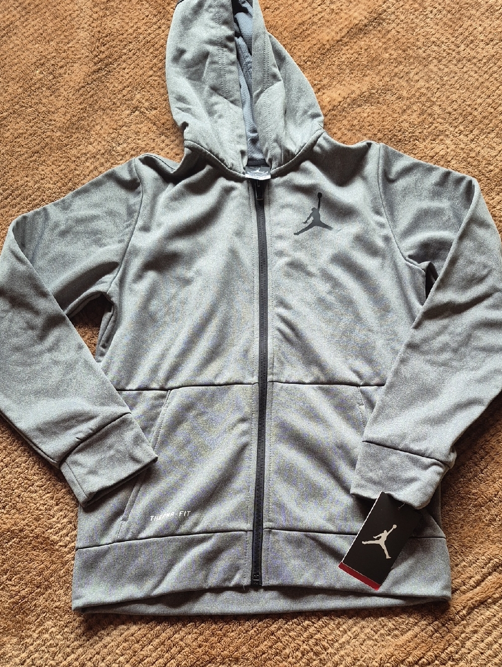 Jordan Youth Grey Full-Zip Performance Hoodie Jacket